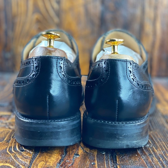 Herring Wingtip Black Leather Brogue Men Dress Shoes Size UK 9.5 / US 10.5 - Picture 6 of 10